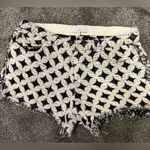 IRO Women's Black and White High Waist Tweed Shorts